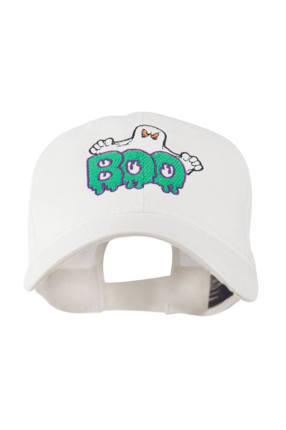Halloween Ghost Boo Embroidered Cap - White OSFM