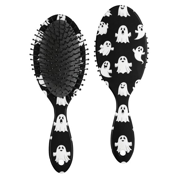 Halloween Ghost Boo Pattern Brush, Detangling Hair Brush, Scalp Massage Hair Comb, Round Tip Bristles Gifts for Daily Hair Care