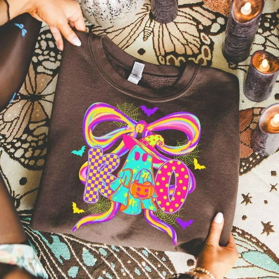 Halloween Ghost Bow Shirt, Preppy Halloween Shirt, Neon Halloween Shirt, Halloween Shirt, Halloween Boo Shirt, Neon Preppy Ghost, Spooky Season Shirt