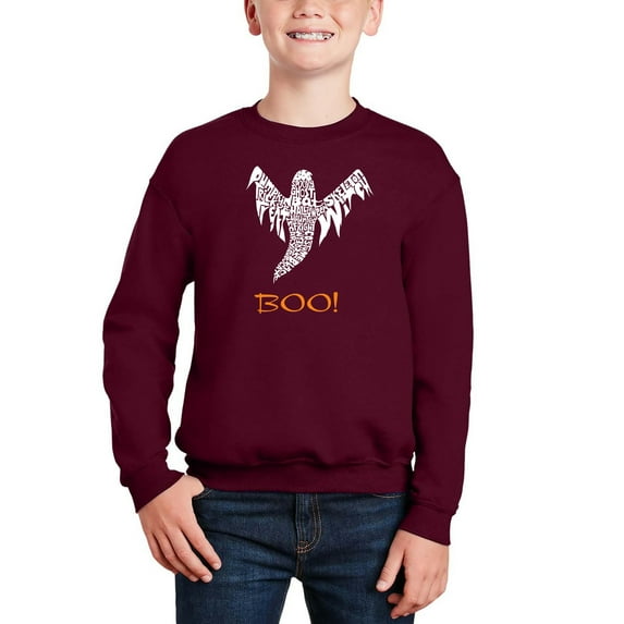 Halloween Ghost - Boy's Word Art Crewneck Sweatshirt