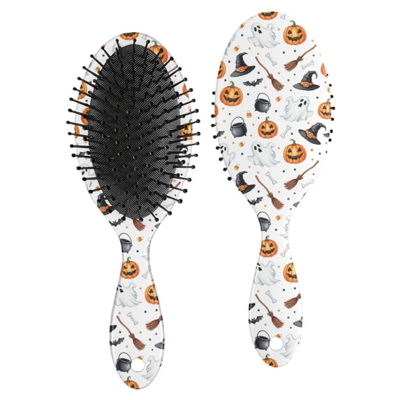 Halloween Ghost Broom Cream Pattern Brush, Detangling Hair Brush,Oval ...