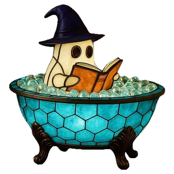 Halloween Ghost Bubble Bath Lamp, 7 in Cute Ghost Night Light with Glow, Gothic Vintage Decor Ghost Lamp for Bedside for Desktop, Bathroom, Bedside or Halloween Decorations,1PCS