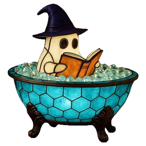 Halloween Ghost Bubble Bath Lamp, Cute Bathtub Ghost Night Lights For Halloween Decor, Reading Books Nightlight, Halloween Decorations For Indoor Readers & Book Lover Desk Home Party Home Decor