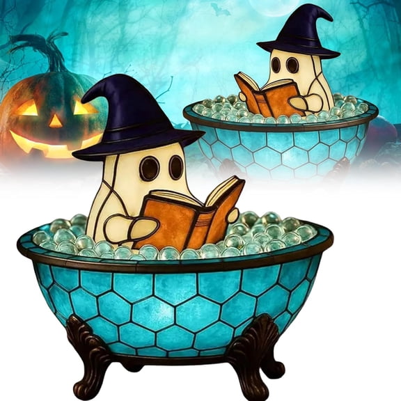 Halloween Ghost Bubble Bath Lamp - USB Powered LED Lamps Spooky Reading Night Light for Halloween Bathroom, Desk & Party Decor