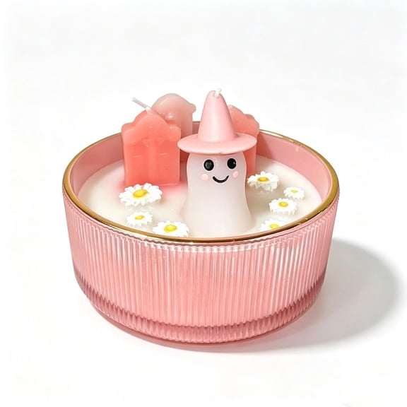 Halloween Ghost Candle, Large Ghost Scented Candle for Indoor Halloween Party Gift Decorations Pink