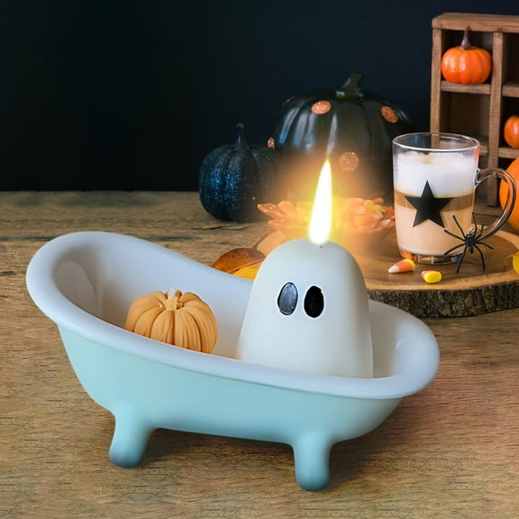 Halloween Ghost Candles, Ghost Pumpkin Candlestick Candle Lamp, Cute Small Bathtubs Candles Holder, Halloween Desktop Decorations, Halloween Gifts Resin Crafts
