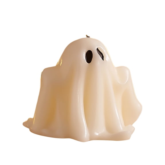 Halloween Ghost Candles, Unscented White Spooky Wax Burning Candle,Decorative Cute Large Halloween Candles for Party Favor Home Fall Decor