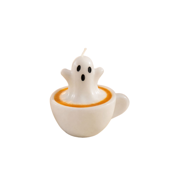 Halloween Ghost Candles, White Halloween Candle Ornaments, Ghost Burning Candle Halloween Decoration for Home Party Supplies Table Top Tiered Tray Centerpiece Decor