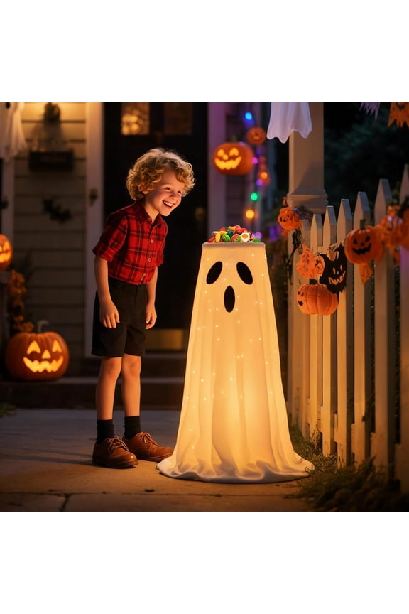 Halloween Ghost Candy Bowl Rack Lighting Large Witch Ghost Rack Bucket for Halloween Festive Home Accents