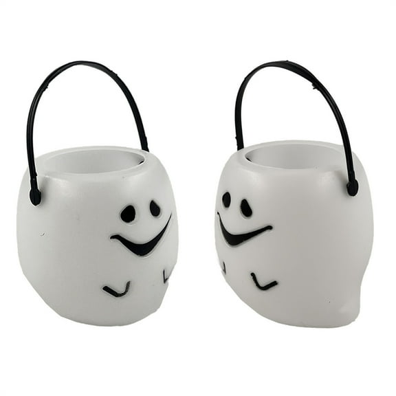 Halloween Ghost Candy Bucket,2 PCS Novelty Ghost Jar for Trick or Treating Large Halloween Candy Bucket Plastic Pumpkin for Candy Halloween Buckets for Halloween Party Favors