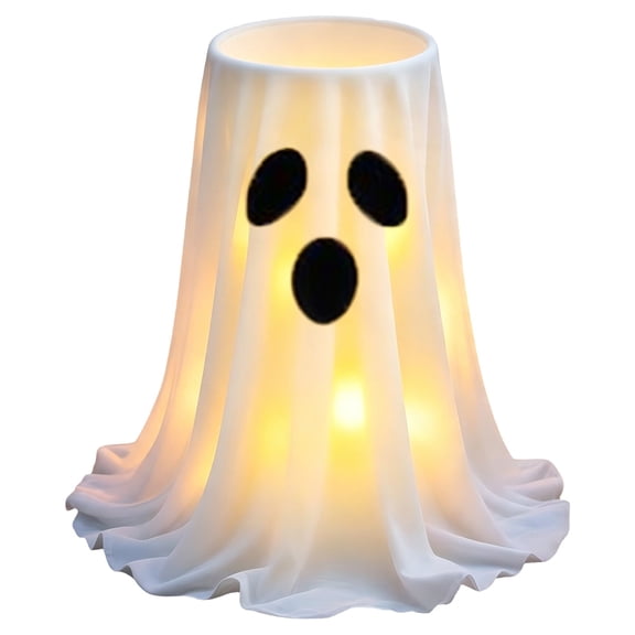 Halloween Ghost Candy Holder,Plastic Lighted Ghost Candy Treat Bucket,Glowing Ghost Candy Bowl Holder for Front Door Porch Yard Outdoor Indoor Party Decor,Thick Draping Ghost Sheet,USB Power,B