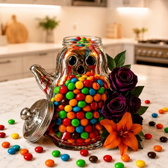 Halloween Ghost Candy Jar, Airtight Snack Container, Pet Lover Gift for Cookies Coffee, Spooky Treat Canister for Candy Corn, Cute Ghost Kitchen Storage