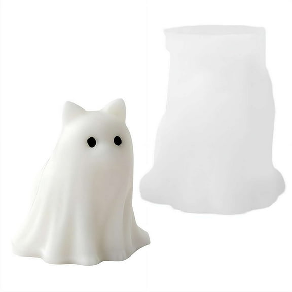 Halloween Ghost Cat Candle Silicone Mold, 3D Scented Candle Making Wax Mould for Soap Resin Aromatherapy Gypsum Wax Clay Craft