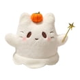 thumbnail image 1 of Halloween Ghost Cat Plush, Cute Ghost‑Shaped Cat Stuffed Doll with Magic Wand, Soft Plushies with Pumpkin & Witch Hat, for Halloween Home Decor, Party Favors & Holiday Gift, A, 1 of 5