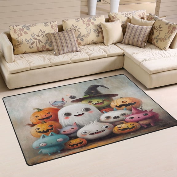 Halloween Ghost Companion Soft Polyester Area Rug 31''x20'', Non Slip, Memory Foam, Water Absorbent