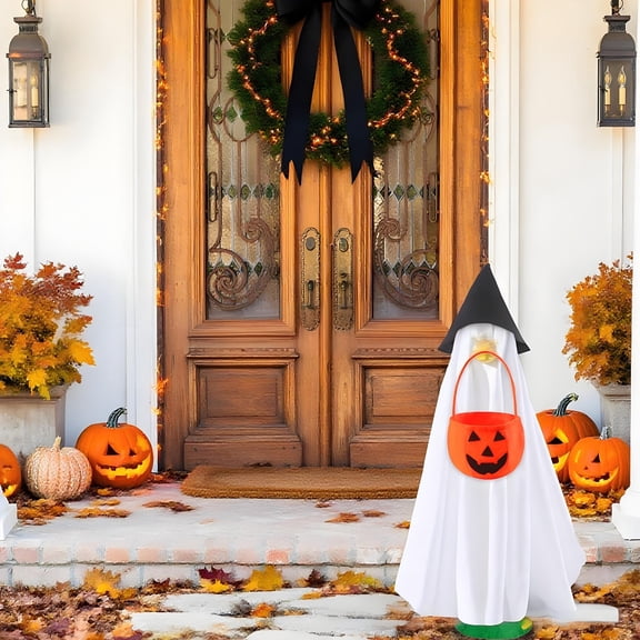 Halloween Ghost Costume Set for 23 Inch Porch Goose, Weather-Resistant Outdoor Decor, Fun Festive Party Lawn Porch Decoration