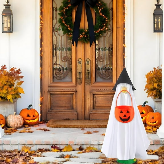 Halloween Ghost Costume Set for 23 Inch Porch Goose, Weather-Resistant Outdoor Decor, Fun Festive Party Lawn Porch Decoration