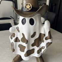 Halloween Ghost Cowboy, Cowboy Ghost Figurines Statue with Boot and Hat, Resin Crafts Ornaments, Cute Tabletop Decor for Halloween Tiered Trays, Mantel, Office or Farmhouse Decor