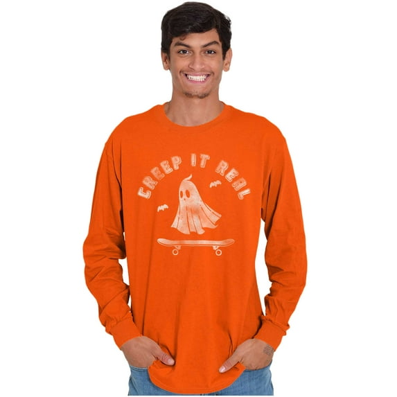 Halloween Ghost Creep It Real Skater Long Sleeve TShirt Men Women Brisco Brands 3X