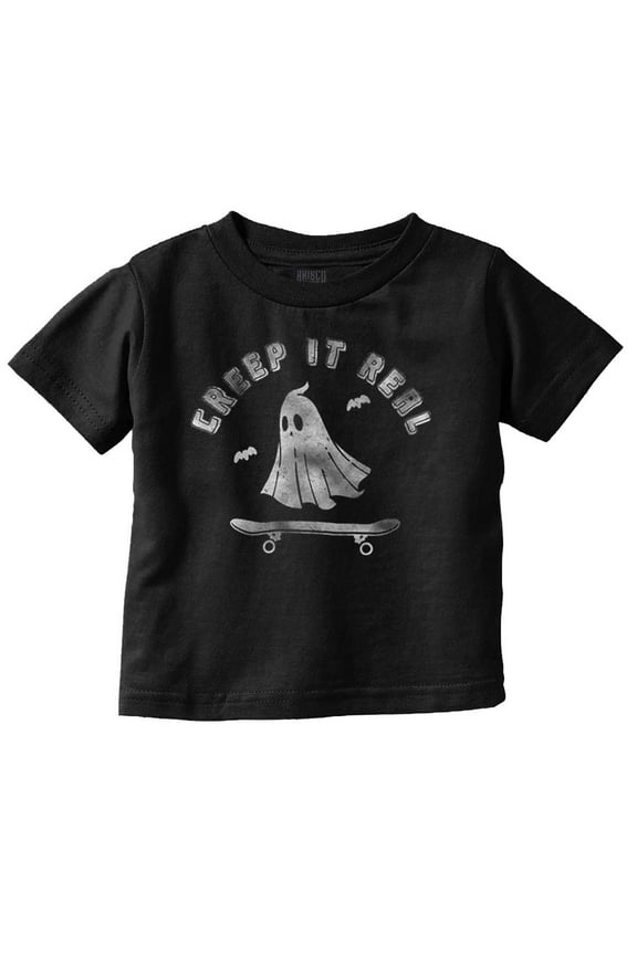 Halloween Ghost Creep It Real Skater Toddler Boy Girl T Shirt Infant Toddler Brisco Brands 2T