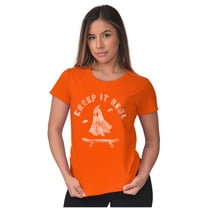 Halloween Ghost Creep It Real Skater Womens Fitted Plus Size Graphic Tee Brisco Brands 2X