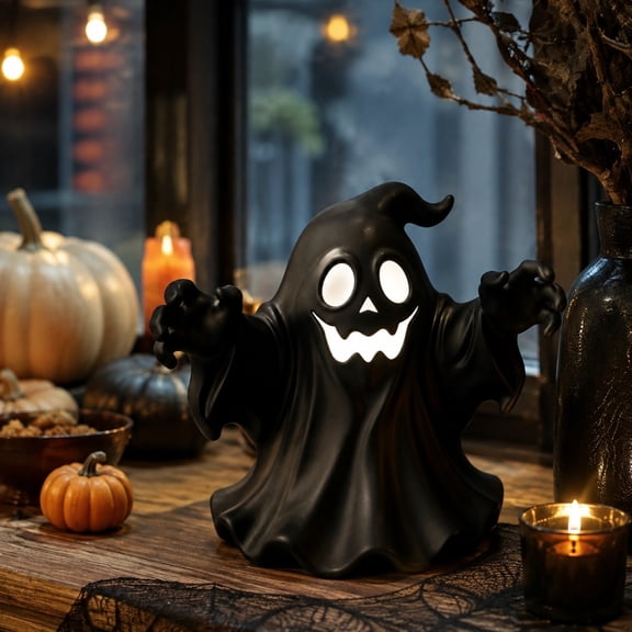 Halloween Ghost Decor,Black Spooky Figurine for Mantel and Party,Creepy Halloween Decorations for Home Shelf,1 Pack