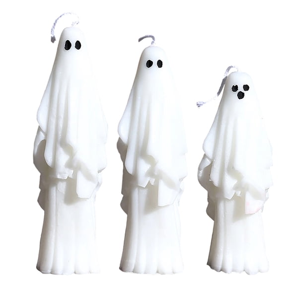 Halloween Ghost Decor Ghost Candles Gothic Decoration Indoor Gift For Mantel Halloween Home Table Centerpiece Cute Goth Taper Candle Spooky Tabletop Novelty Party Favor Basket Stuffer