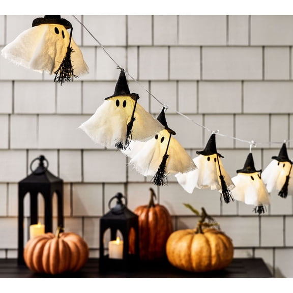 Halloween Ghost Decor Lit Witch Ghost String Lights - 6 LED Battery Operated Halloween Decorations Lights for Indoor Festive Holiday Home Mantel Window Party Decor Great Gifts