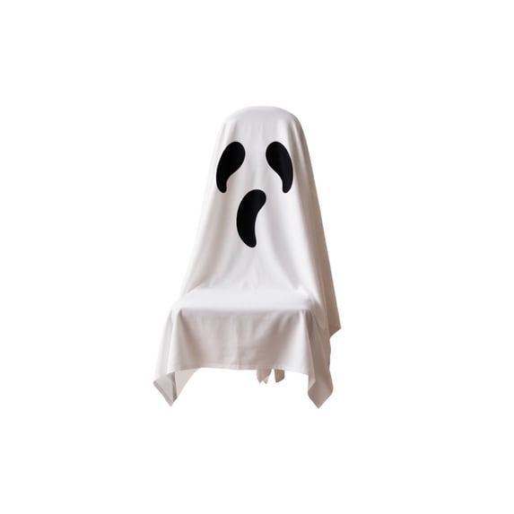 Halloween Ghost Decor, Spooky Halloween Decor 79 Inch White Ghost Print Dining Chair Cover, Halloween Indoor Decor for Holiday Party Home Dining Room, 1 Pack