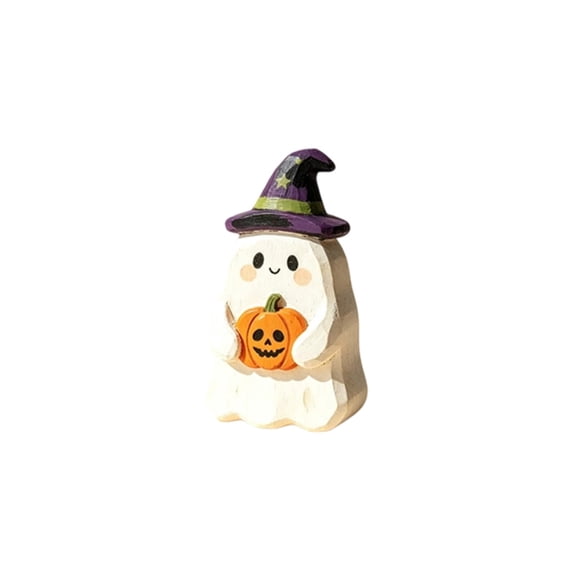 Halloween Ghost Decor, Wooden Table Centerpieces Halloween Decorations Indoor Cute Trick Or Treat Candy Sign Blocks for Home Shelf Party A