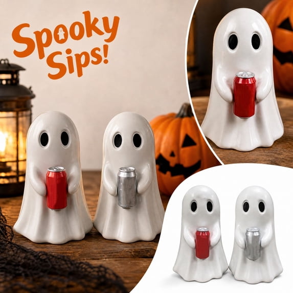 Halloween Ghost Decor with Red Soda Can, Cute Halloween Decorations for Shelf Desk Centerpiece, Fall Party Decorations As Halloween Gift for One