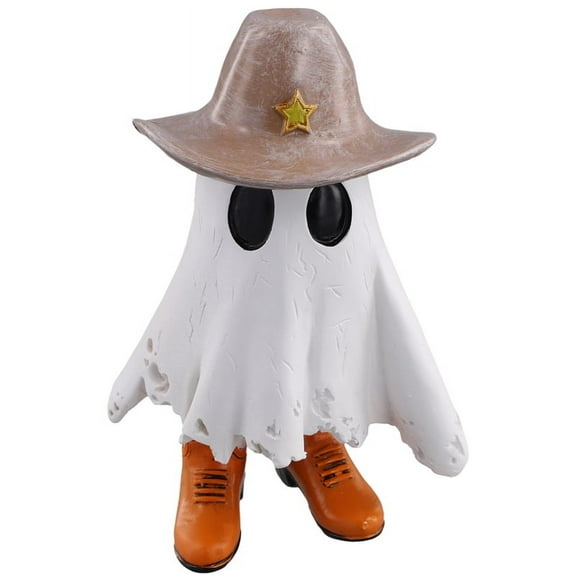 Halloween Ghost Decoration Cowboy Ghost Cute Indoor Halloween Statues Spooky with Boots for Home Shelf Mantel Display