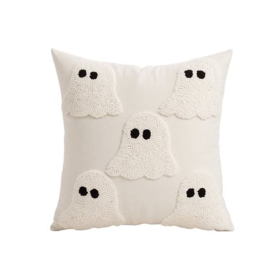 Halloween Ghost Decorations 18 X 18 Inch Halloween Pillow Cover Embroidered Ghost Throw Pillow Case Cute Spooky Home Decor for Couch Bedroom Living Room 1 Pack