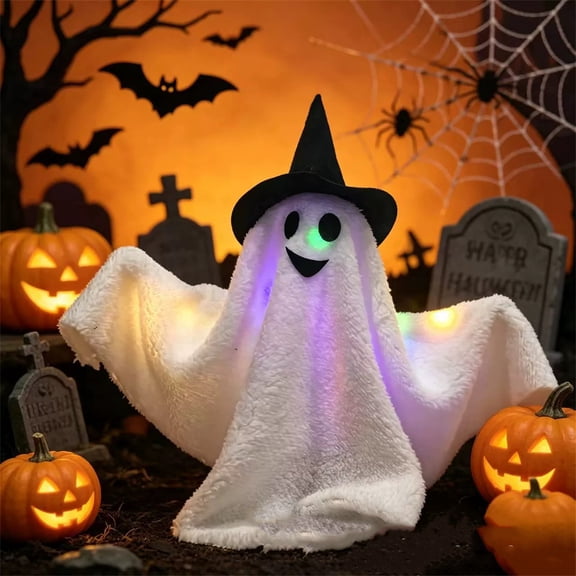 Halloween Ghost Decorations Animated Swinging Plush Ghost with Music for Halloween Party Decor 18 X 18 Inch Cute Halloween Decor for Home and Event Displays