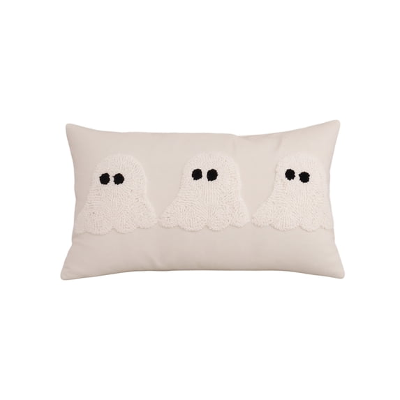 Halloween Ghost Decorations Ghost Halloween Decor 12 X 20 Inch Embroidered Halloween Pillow Cover Cute Spooky Design for Home Living Room Bedroom Off White 1 Pack