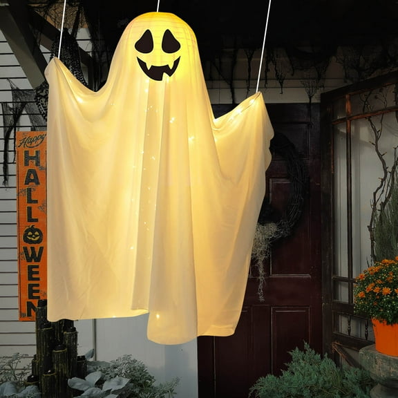 Halloween Ghost Decorations,Hanging Ghosts Light Up Kit Decor LED Light Indoor Wall Bedroom Outdoor,Ghost Decor with Arms, Halloween Ghost Lights for Porches Yards Gardens Lawn