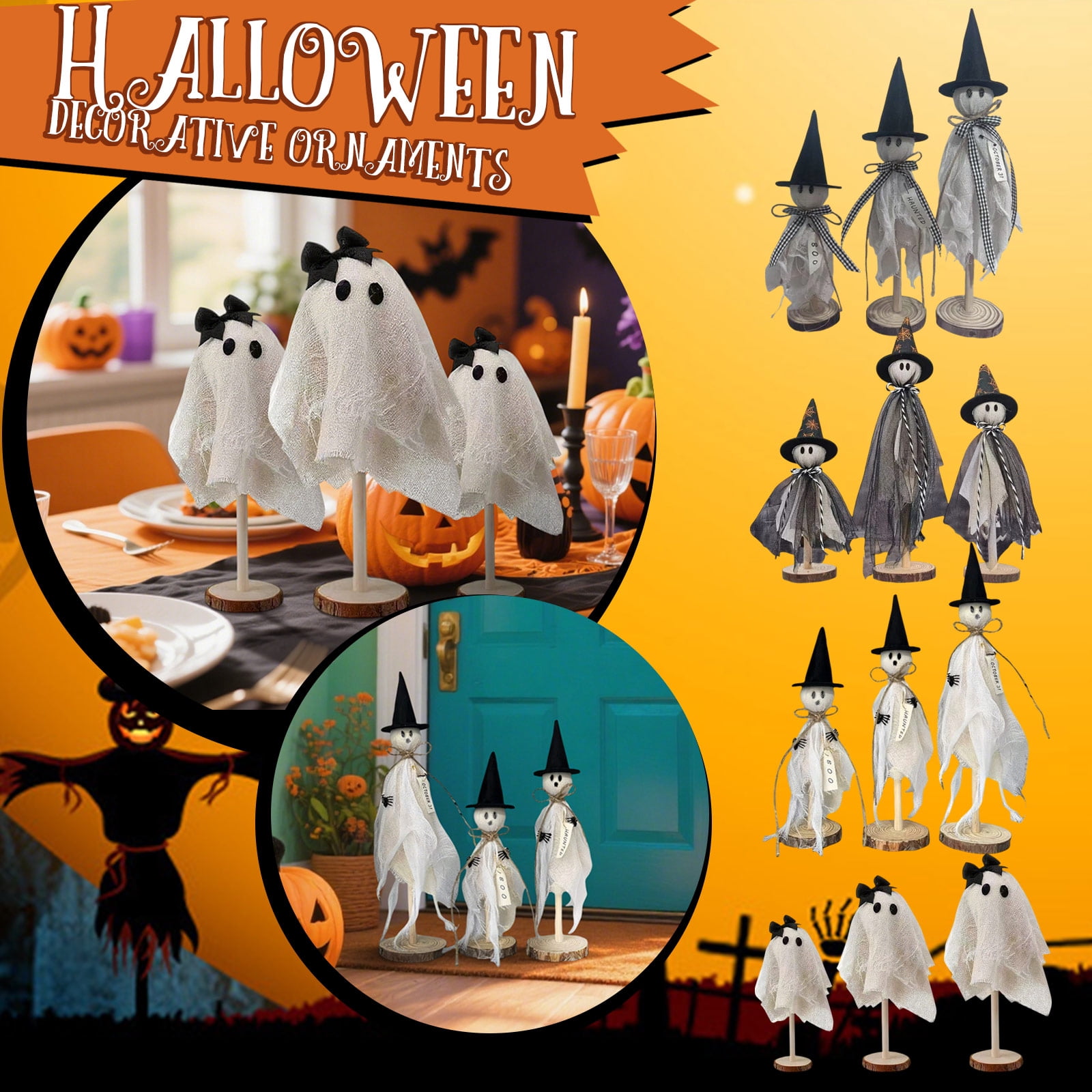 Halloween Ghost Decorations Indoor 3pcs Primitive Halloween Ghost on ...