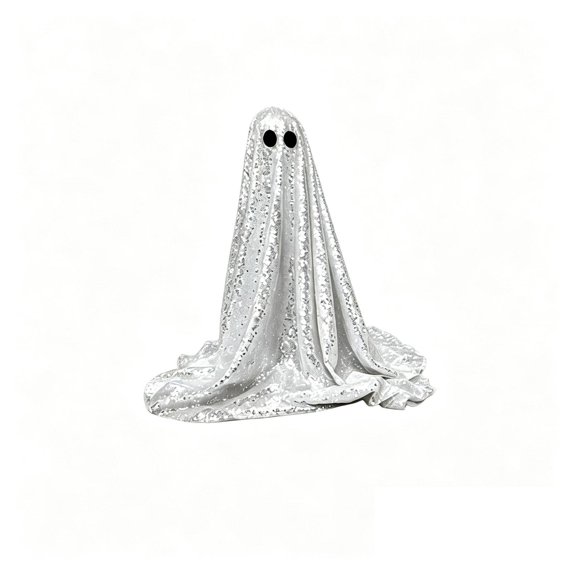 Halloween Ghost Decorations Sequined 6.7 Inch Cute Standing Ghost Figure for Home Indoor Outdoor Halloween Party Decor