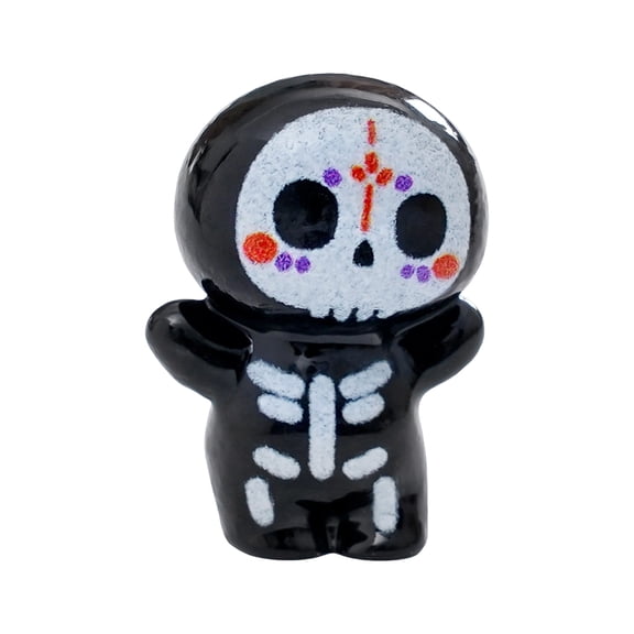 Halloween Ghost Decorations with Sugar Skull Design, 63 Piece Set, Black and White Resin, for Home and Party Display, Mini Figurines