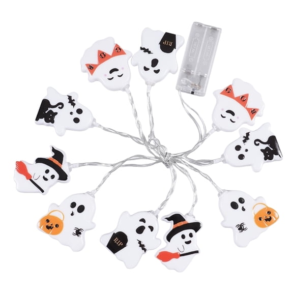 Halloween Ghost Decorative String Lights Battery Operated Indoor Outdoor Party Home Decor Ghost Pattern Fairy Light