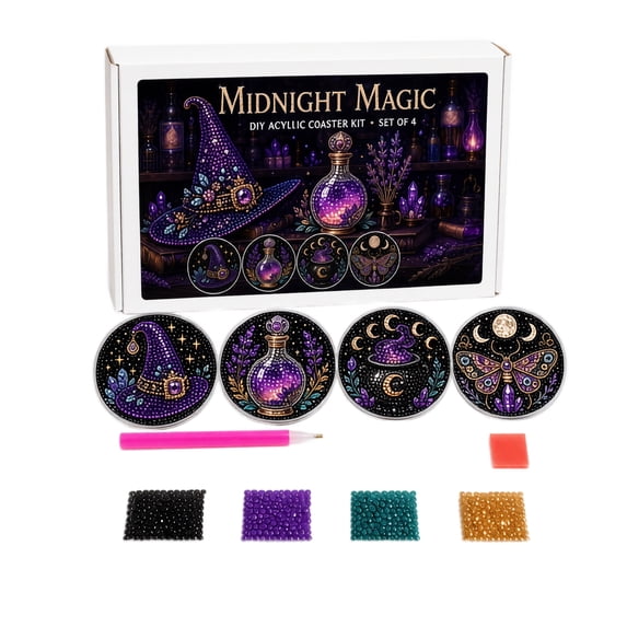 Halloween Ghost Diamond Painting Coaster Kit,DIY Rhinestone Art Craft Set for Adults,Spooky Handmade Coasters in Gift Box,Halloween Table Decor Gift 3.9*3.9 Inch,4PC