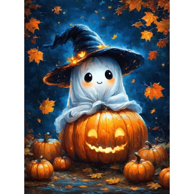 Halloween Ghost Diamond Painting Kit,Cute Ghost Diamond Art for Adults ...