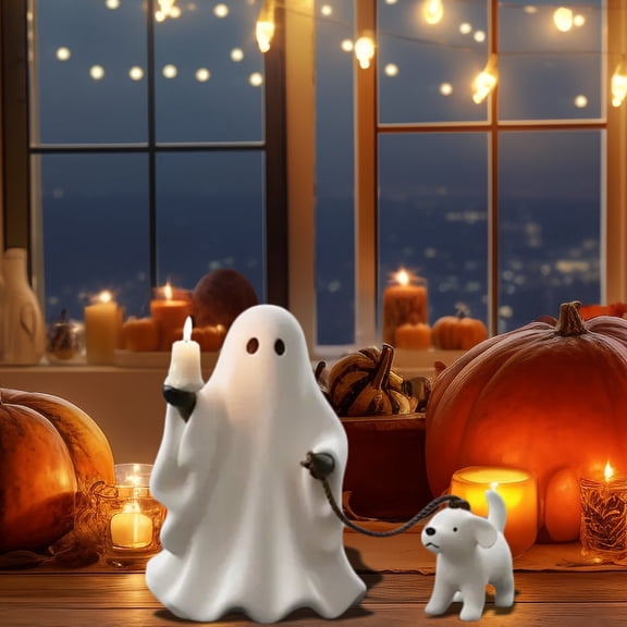 Halloween Ghost Dog Statue, Ghost Walking Dog Decor,Porch or Garden, Indoor Outdoor Decor
