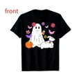 thumbnail image 1 of Halloween Ghost Dog T-Shirt, Cute Graphic Tees for Women, Funny Pet Lover Top, Loose Short Sleeve，Fashion，cotton，black，S-5XL, 1 of 1