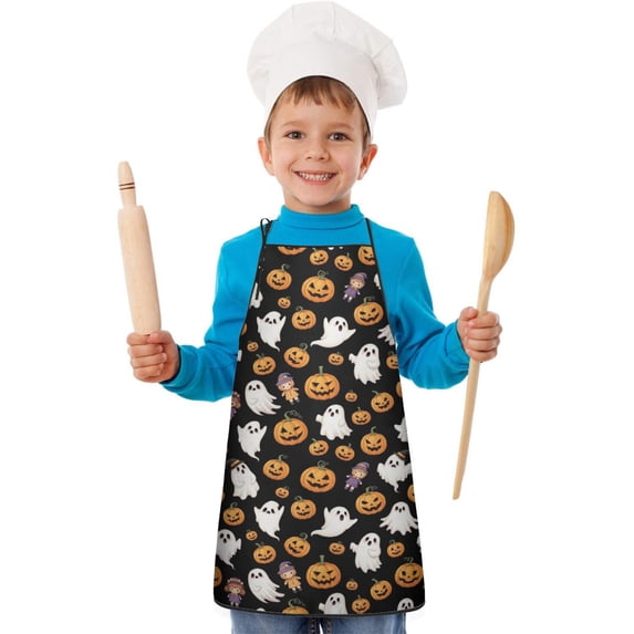 Apron Patern Halloween Ghost Doll Black Pattern Kids Waterproof Apron, Painting ...