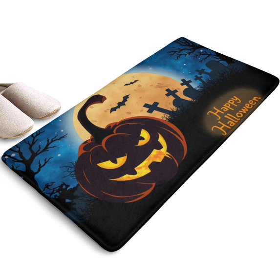 Halloween Ghost Door Mat,Durable Absorbent Mat 17x31.5 Inch Ghost Boo Spooky Floor Mats for Room Winter Laundry