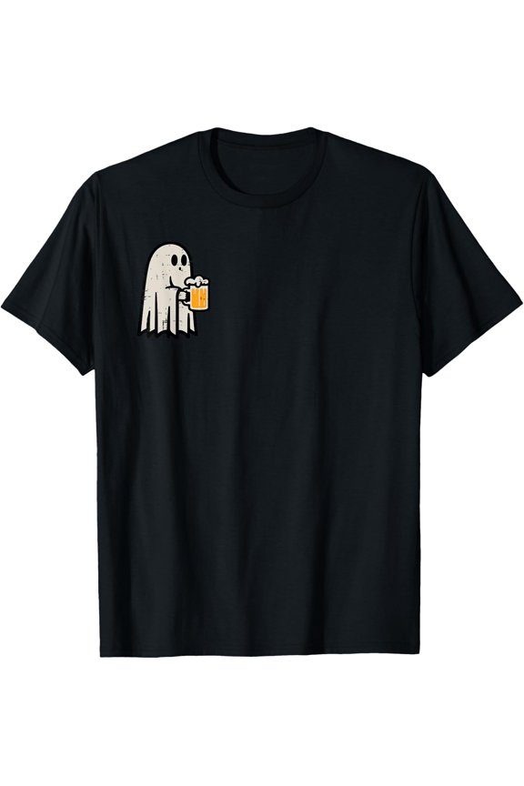 Halloween Ghost Drink Funny Lazy Outfit Party Dad Men Women T-Shirt BLACK Unisex S-5XL Hot Trending Shirt, Vintage Birthday Gift