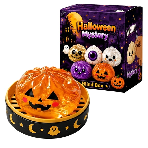Halloween Ghost Dumpling Squeeze Ball, Spooky Ghost Dumplings Squish with Steamer, Soft Slow Rising Stress Balls, Relief Fidget Ball for Holiday & Birthday Gifts & Halloween Party Favor