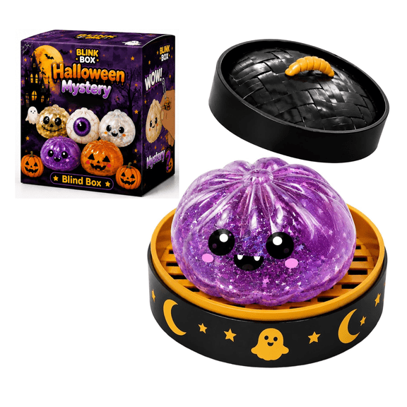 Halloween Ghost Dumpling Squishy, Dumplings Squishies with Steamer Stress Balls, Stretchy Clear Gel Fidget Sensory Toy, Halloween Birthday Holiday Desk Gift for Kids Adults A10-1PCS