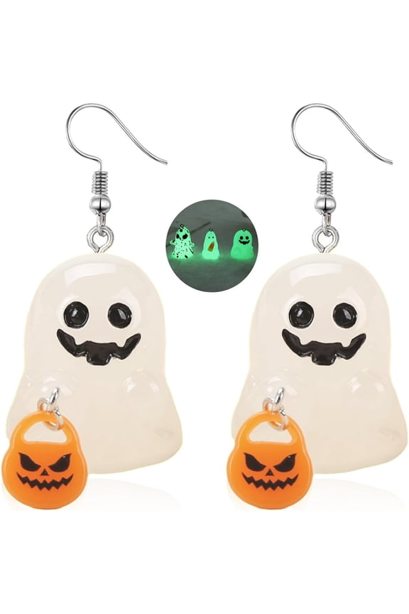 Halloween Ghost Earrings for Women Glow In The Dark Earrings Glow Ghost Pumpkin Corn Candy Earrings Halloween Charms Decor Goth Gift Jewelry